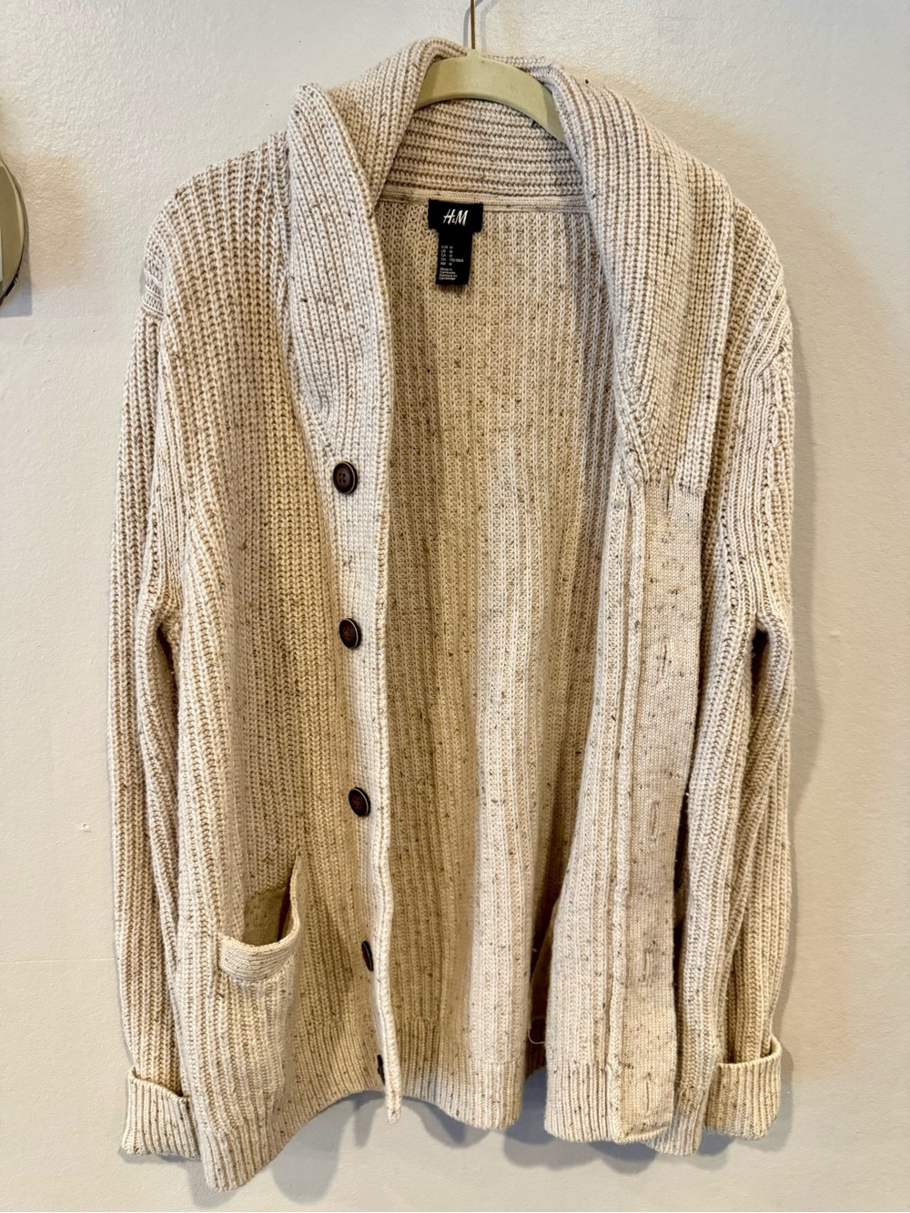 H&M Cream Shawl Collar Women's Button Cardigan